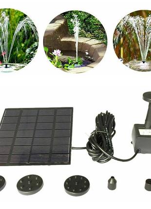 Фонтан с солнечной батареей портативный садовый мини фонтан (черный)3 фото