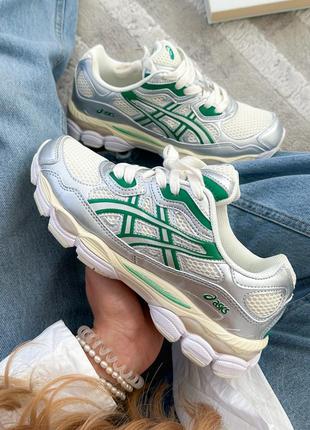 Женские кроссовки gel nyc silver/green