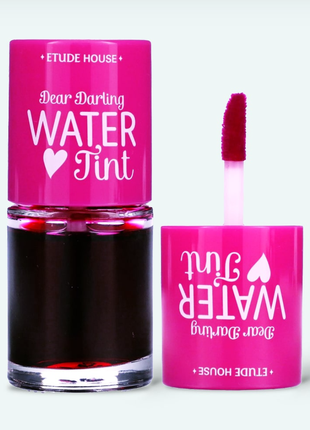 Etude dear darling water tint тинт для губ на водной основе, оттенки cherry и  strowberry корея4 фото