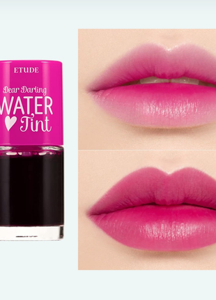 Etude dear darling water tint тинт для губ на водной основе, оттенки cherry и  strowberry корея5 фото