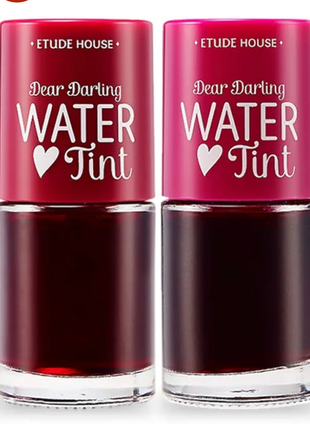 Etude dear darling water tint тинт для губ на водной основе, оттенки cherry и  strowberry корея6 фото