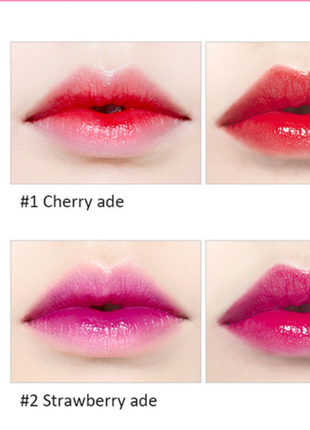 Etude dear darling water tint тинт для губ на водной основе, оттенки cherry и  strowberry корея7 фото