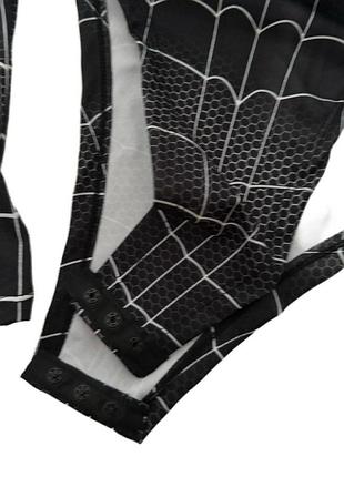 Боди облегающее с высоким воротом под горло водолазка гольф spiderman человек паук стильны...