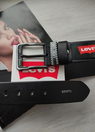 Чоловічий ремінь levis чорний в фірмовій коробці на подарунок2 фото