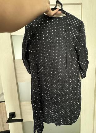 Платье рубашка короткая черная и горошек