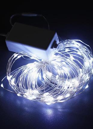 Гірлянда роса світлодіодна, 20м, на батарейках, біле світло