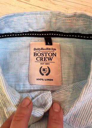 Стильная льняная рубашка в полоску boston crew6 фото