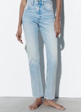 Джинси high-rise straight-fit zara/ джинси zara прямого крою