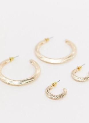 Набор золотистых фактурных серьг от asos