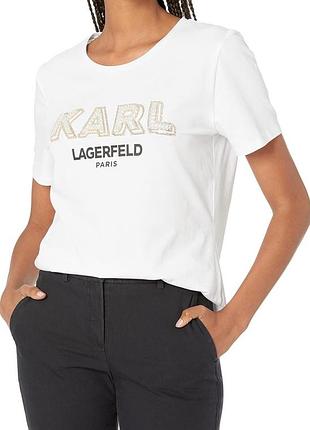 Футболка белая karl lagerfeld s, l оригинал.