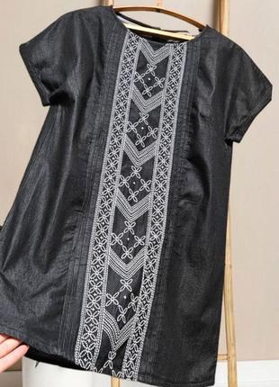 Джинсове плаття вільного крою з вишивкою tu4 фото