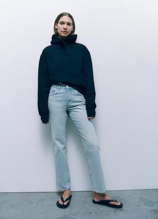 Укорочені джинси zw straight-leg mid-rise/ джинси zara прямого крою