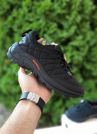 Мужские качественные и стильные кроссовки для мальчиков черные с оранжевым зимой.