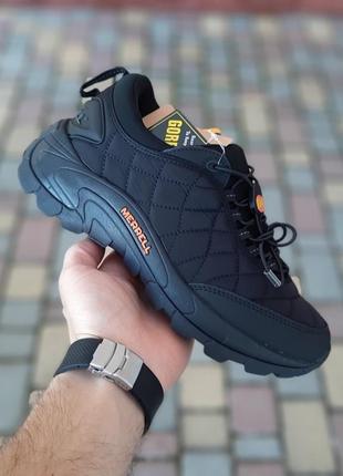 Мужские качественные и стильные кроссовки для мальчиков черные с оранжевым зимой.