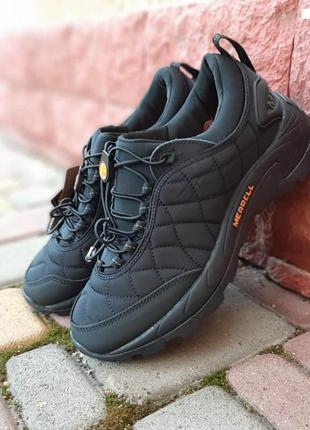 Мужские качественные и стильные кроссовки для мальчиков черные с оранжевым зимой.