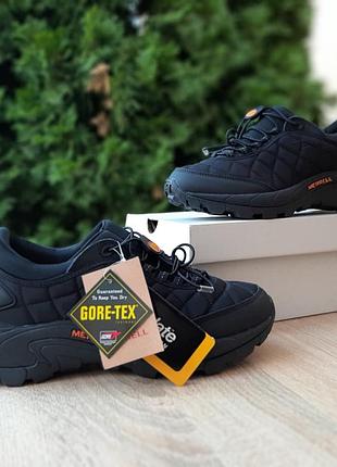 Мужские качественные и стильные кроссовки для мальчиков черные с оранжевым зимой.