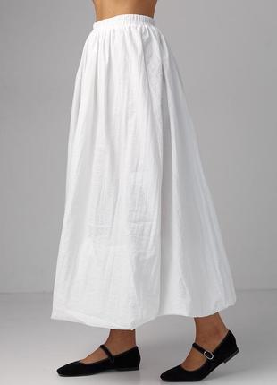 Длинная юбка а-силуэта с резинкой на талии - белый цвет, m (есть размеры)5 фото