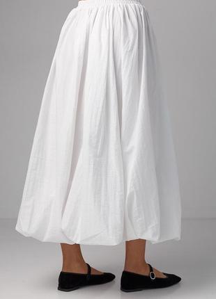 Длинная юбка а-силуэта с резинкой на талии - белый цвет, m (есть размеры)2 фото