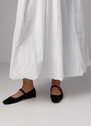 Длинная юбка а-силуэта с резинкой на талии - белый цвет, m (есть размеры)4 фото