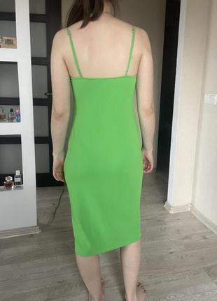 Zara зелена сукня зара міді на брітельках3 фото