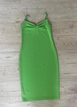Zara зелена сукня зара міді на брітельках4 фото