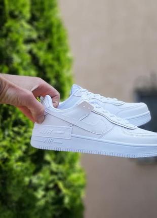 Женские кожаные кроссовки nike air force 1 shadow low white найк форсы шадоу2 фото