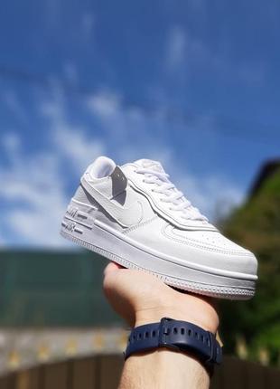 Женские кожаные кроссовки nike air force 1 shadow low white найк форсы шадоу9 фото