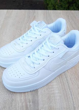 Женские кожаные кроссовки nike air force 1 shadow low white найк форсы шадоу7 фото