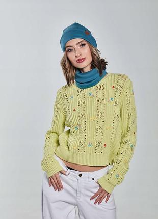 Вязаная кофта с цветами pimkie