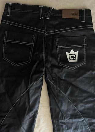 Мотоштани шкіряні штани штани для мотоцикла y2k еко шкіра стильні унісекс штани чорні4 фото