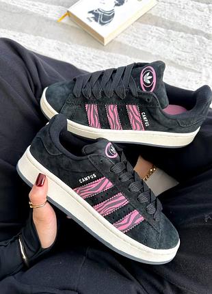 🔥нове надходження🔥дуже круті кросівки adidas campus black / pink zebra