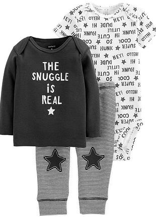 Бавовняний комплект-трійка carter’s картерс для хлопчика: кофта, боді та штани