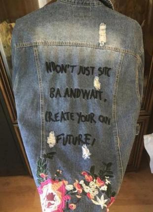 Джинсовая куртка джинсовка хл джинсовка с вышывкой2 фото
