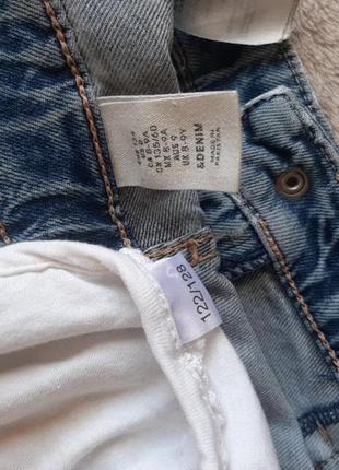 Набор футболка + джинсовые шорты с перфорацией, рюшами, волагами вышивка кружево кружево 122 128 1344 фото