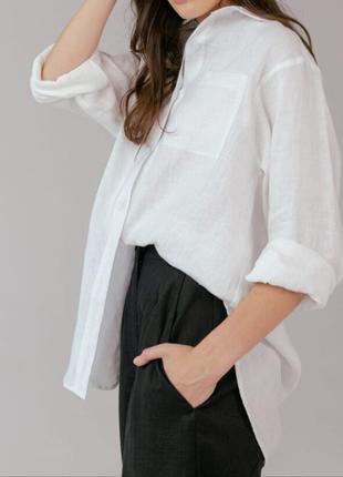 Sale! белоснежная льняная рубашка бойфренд (100% лен)2 фото