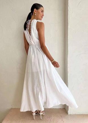 Белое платье из льна3 фото