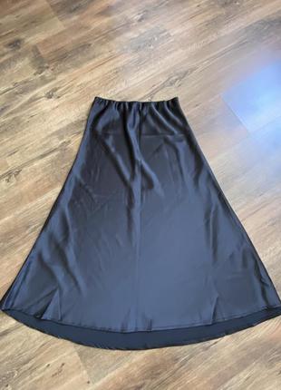 Атласная юбка черная2 фото