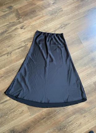Атласная юбка черная1 фото