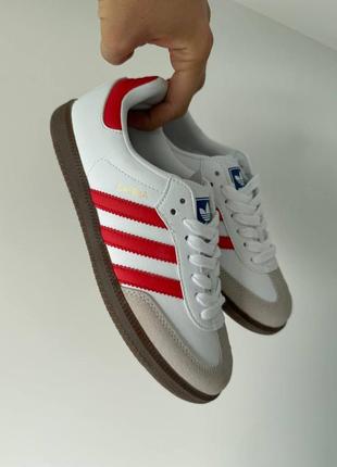 Кросівки adidas samba white scarlet red1 фото