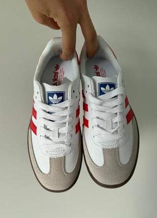 Кросівки adidas samba white scarlet red3 фото