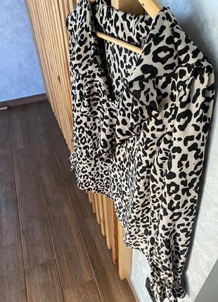 Леопардова блуза shein з рюшою2 фото