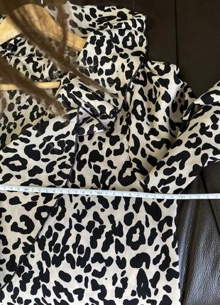 Леопардова блуза shein з рюшою4 фото