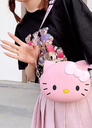 Большая детская сумочка силикон hello kitty 20*16*5 см