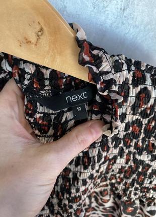 Леопардовая блуза next с воротничком стойка на резинке3 фото