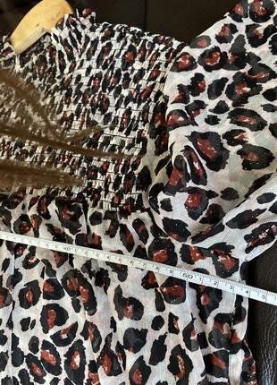 Леопардовая блуза next с воротничком стойка на резинке6 фото