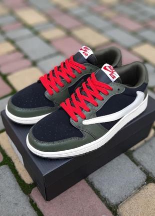 Air jordan 1 low fragment design cactus jack черные с зеленым