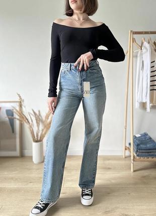 Джинсы zara z1975 straight fit high waist 32 размер