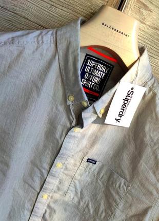Мужская элегантная приталиная хлопоковая  винтажная  тениска superdry casual  в сером цвете размер s3 фото