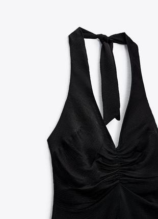 Чорне плаття із зав'язками на шиї zara, розмір xs-s.6 фото