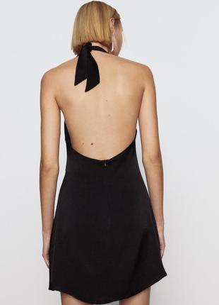 Чорне плаття із зав'язками на шиї zara, розмір xs-s.4 фото